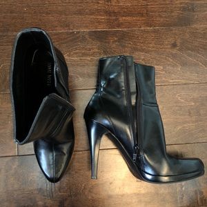 Nine West Black Leather Ankle Booties
